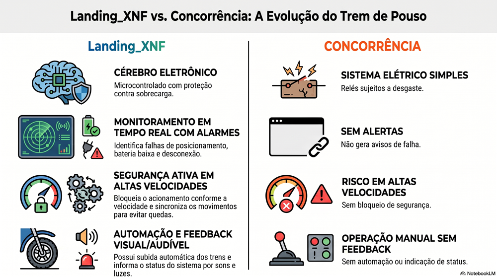 Infográfico comparando os diferenciais do Landing XNF com soluções concorrentes