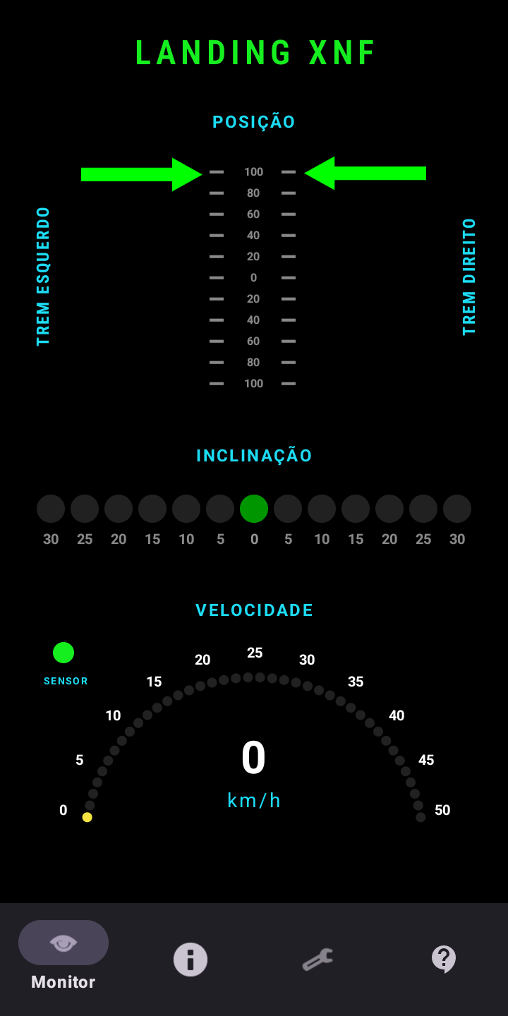 Interface gráfica do monitor Landing XNF